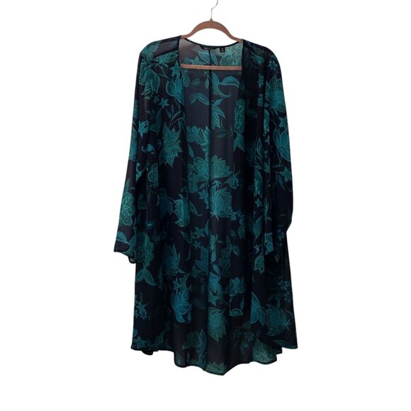 Iman: 3-Piece Blue-Green Floral Pant Set, Size 2X (Duster, Tank & Pull-On Pants) - Picture 10 of 15